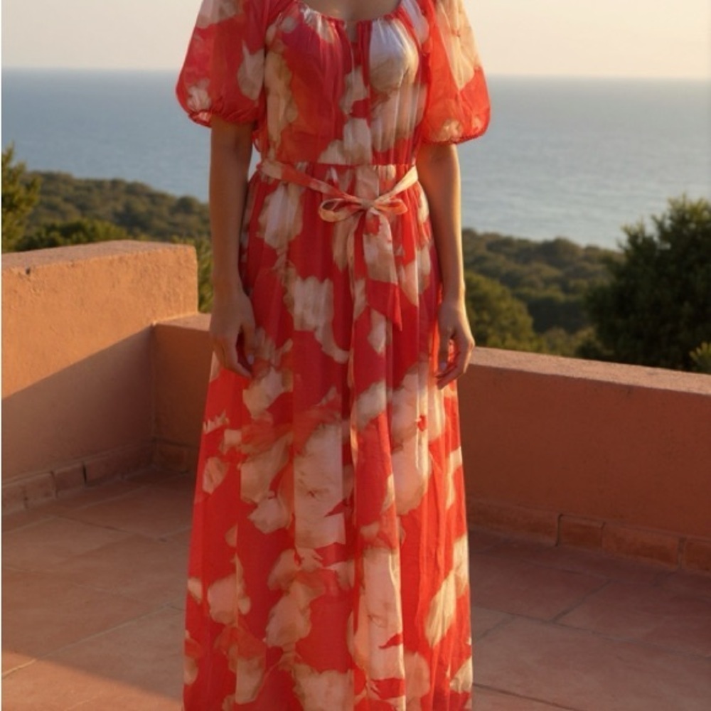 Simply Vera Vera Wang Vibrant Red and Cream Maxi Dress